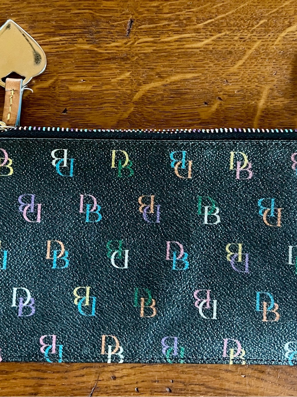 Dooney & Bourke Black Rainbow DB Wristlet - Picture 4 of 5